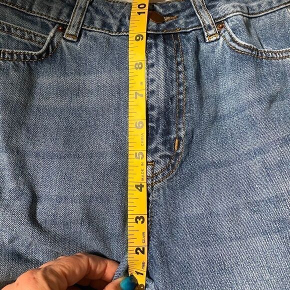 Studio Only 34 Blue Denim HighWaisted Raw Hem Wide Leg Distressed Jeans - Picture 12 of 13